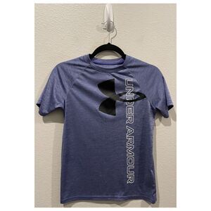 UNDER ARMOUR Heathered Blue Short Sleeve Crewneck Logo Tee